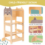 OmaOmaOma Kids Wooden Learning Tower - Foldable Toddler Tower for Children - Toddlers Standing Tower & Kitchen Stool Helper for Counter - Convertible Learning Tower w/Step Stool, Desk, Chalkboard OmaOmaOma