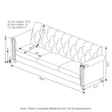 Furinno Bastia Vintage Modern Chesterfield Button Tufted 3-Seater Sofa Couch for Living Room, Navy Velvet Furinno