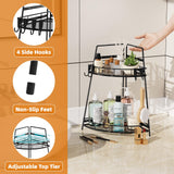 VITVITI 2 Tier Corner Bathroom Counter Organizer, Metal Bathroom Countertop Organizer Shelf Storage, Bath Room Sink Makeup Organizers for Vanity Perfume Skincare with Hooks, Black VITVITI