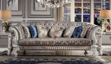 Acme Versailles Sofa with 7 Pillows in Ivory Fabric and Bone White ACME Furniture