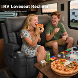 MOSGAT RV Loveseat Recliner Sofa, Reclining Loveseat Wall Hugger Recliners with USB Ports, Cup Holders, Insert Pockets, RV Recliners for Travel Trailers & Living Room, RV Furniture | RV Couch | Black MOSGAT