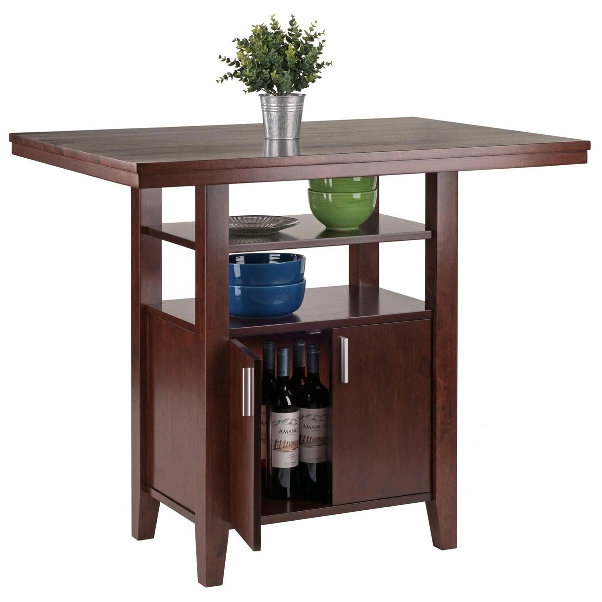 Winsome Albany High Dining Table, Walnut, 29.92 in x 41.73 in x 35.83 in Winsome