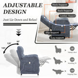 Chenille Power Recliner Chair for Living Room Bedroom|Electric|Remote Control|Side Pockets|Small|Adults (Blue) Anwick