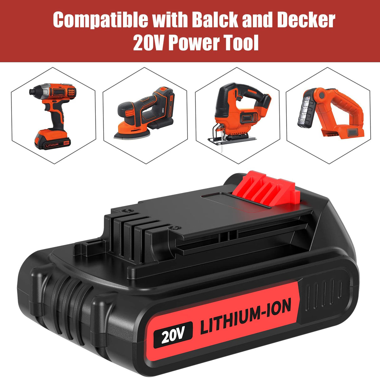 2Pack 20 Volt 3800mAh Replacement for Black and Decker 20V Battery Lithium MAX LBXR20 LB20 LBX20 Bonacell