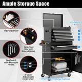 Goplus Rolling Tool Chest, 5 Drawers Tool Storage Cabinet with Universal Lockable Wheels, Detachable Top Toolbox, Lock Bar, Protective Liner, Heavy Duty Metal Tool Cart, Tool Box for Workshop Garage Goplus