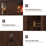 Furniwell Electric Fireplace TV Stand for TVs up to 65", Media Entertainment Center with 26” Fireplace, Farmhouse Console with Sliding Barn Door and Adjustable Storage Shelves for Living Room (Brown) Furniwell