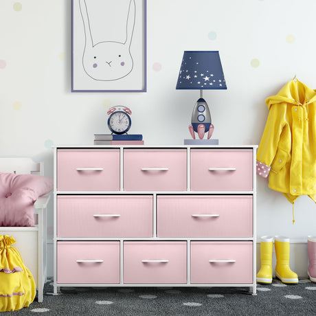 Sorbus Kids Dresser with 8 Drawers - Chest Organizer Unit with Steel Frame Wood Top & Handle, Fabric Bins for Clothes - Wide Furniture for Bedroom Hallway Kids Room Nursery & Closet Sorbus
