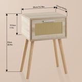 YMYNY Nightstand Set of 2, End Table, Small Bedside Table, Handmade Rattan Decorated Drawer, Solid Wood Legs, Modern Side Table for Bedroom and Small Spaces, Natural UHST010N-2 YMYNY