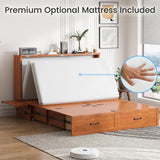 PUREMIND Queen Murphy Bed Cabinet with Mattress Included, Cabinet Beds with 2 Storage Drawers, Murphy Chest Bed with USB Charging Station, Horizontal Murphys Wallbed for Bedroom, Guest Room PUREMIND