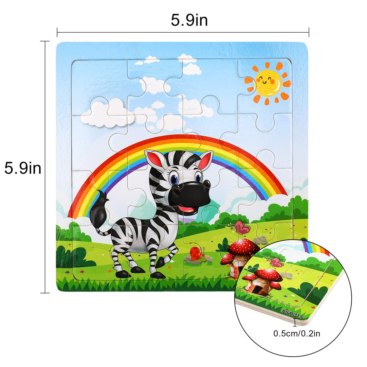 SANNIX 12 Pack Wooden Jigsaw Puzzles for Toddlers 3 4 5 Years Old, Party Favors Animals Jigsaw for Kids, Transportation Educational Puzzles Travel Toy with 12 Organize Bags SANNIX