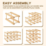 Wooden Wine Rack, 12-Bottle Stackable Wooden Wine Rack, Stackable Modular Wine Storage Racks, DIY Assembly Wine Bottle Holder for Inside Cabinet and Countertop Wensdr