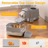 Stainless Steel Cat Litter Box with Lid, XL Extra Large Metal Litter Box for Big Cats, 180° Flip Cover Enclosed Top Entry Litter Boxs with High Sided Enclosure & Scoop, Non-Sticky, Anti-Leakage PIRAIL