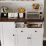 Hasuit 71.6" Tall Kitchen Pantry Storage Cabinet, Modern Kitchen Hutch Cabinet with Doors and Shelves, Freestanding Food Pantry with Large Storage Drawer for Dining Room, Living Room, White Hasuit