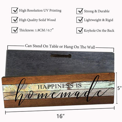 Farmhouse Wood Sign Wall Decor Love Sign Home Decor Wall Art-Happiness is Homemade-Kitchen Signs Wall Decor Size 16"x5" - WoodArtSupply