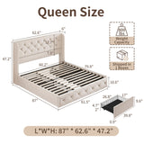 BRELTAM Queen Size Bed Frame with Storage Drawers and Wingback Headboard Linen Upholstered Platform Bed Frame Tufted Beds with Heavy Duty Wood Slats, Noise Free, Easy Assembly, Beige BRELTAM