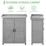 Potting Bench with Storage Cabinet and Metal Table Top for Outdoor Patio, Garden Furniture Wood Workstation (Classsic Grey, 31.5x17x39) Mederla