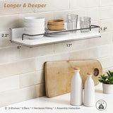 Forbena White Floating Shelves Bathroom Shelves Over Toilet Set of 3, Bathroom Organizers and Storage Shelves Wall Mounted, Modern Wood Corner Wall Shelf for Bedroom Closet -White and Dark Grey Forbena