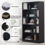 Sunon Wood Bookcase 5-Shelf Freestanding Display Wooden Bookshelf for Home Office School (11.6'' D*33'' W*59.8'' H,Black) Sunon