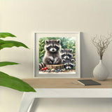 5D Animals Diamond Painting Kits for Adults, Raccoon Family Diamond Art Kits for Adults Beginner, DIY Full Drill Diamond Dot Gem Painting for Home Wall Decor 13.78x13.78inch BYGFHLYW