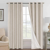 H.VERSAILTEX Blackout Curtains, Linen Curtains 108 inches Long 100% Black Out Curtains for Bedroom Windows, Textured Linen Look Draperies Grommet with White Liner, 2 Panels, Natural H.VERSAILTEX
