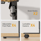 VVENACE 63 Inch Electric Standing Desk Adjustable Height with Wheels,Sit Stand Up Desk,Home Office Desk,Computer Workstation Desk,Gaming Desk,Rolling Desk,Work Desk (Spliced Desktop,Rustic Brown) VVENACE