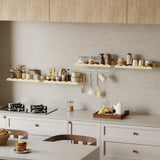 Fixwal Nursery Book Shelves, 16.5 Inch Floating Bookshelves for Wall Set of 4, Scalloped Wall Book Shelves with Towel Rack for Kids, Toddler Room, Baby Room, Nursery Decor and Storage(Natural Wood) Fixwal