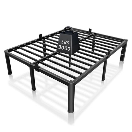 ROIL 14 inch King Size Bed Frame Metal Platform No Box Spring Needed with Headboard Hole Round Corner Legs Mattress Stoppers Retainers 3500LBS Heavy Duty Steel Slats Noise-Free ROIL
