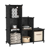 UNKU 6 Cube Storage Organizer, Bookcase Bookshelf with Pattern, Closet Organizer Cabinet, Storage Cube Shelf, Open Storage Shelves for Bedroom, Living Room, Home Office, Black UNKU