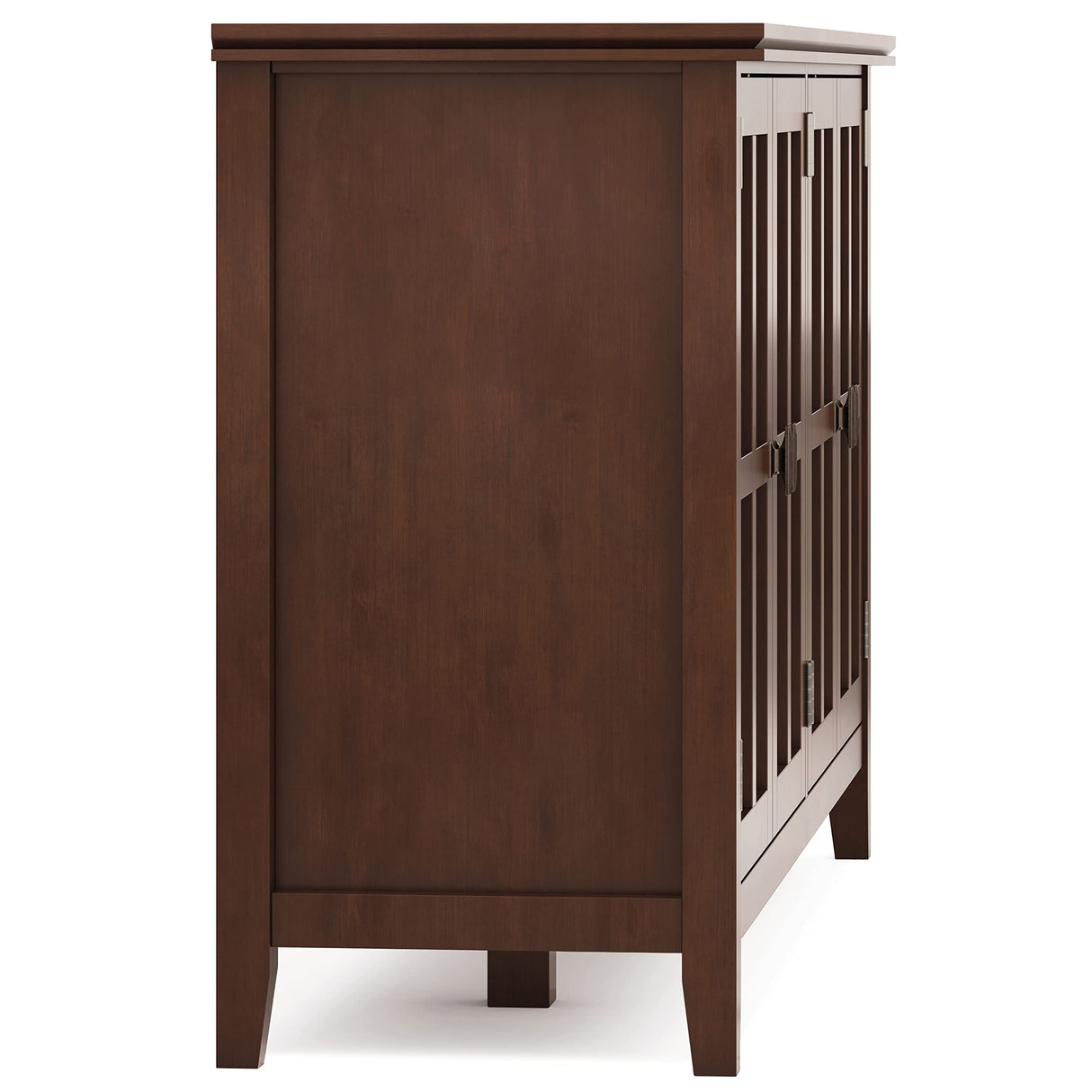 SIMPLIHOME Artisan SOLID WOOD 66 Inch Wide Contemporary Wide 4 Door Storage Cabinet in Russet Brown, For the Living Room, Entryway and Family Room SIMPLIHOME
