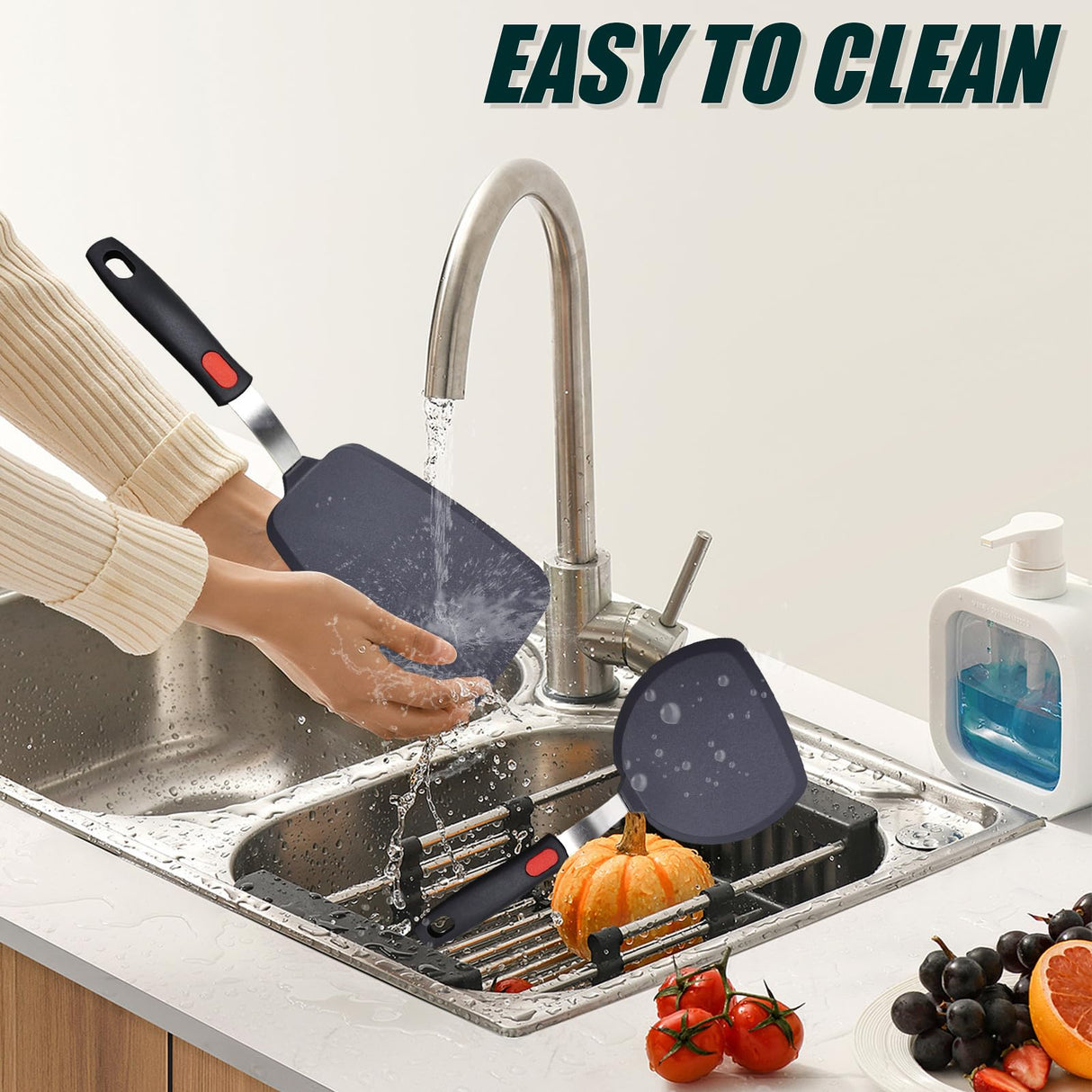 Silicone Spatula Turner Set,3-Pack Spatula Set,600°F Heat Resistant Spatula for Non Stick Cookware,Large Flexible Kitchen Utensils for Baking,Cooking,No Scratching and Melting,Dishwasher Safe,BPA Free TOTDTDA