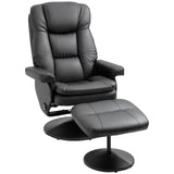 HOMCOM Swivel Recliner with Ottoman, PU Leather Reclining Chair with Ottoman, Upholstered Recliner and Footrest with Wrapped Base for Living Room, Bedroom and Home Office, Black HOMCOM