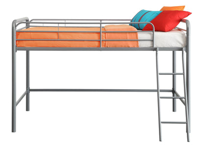 DHP Silver Junior Loft Bed Frame with Ladder - Twin Size