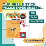 HASHI Puzzle Saver 4 Sheets (12.4 x 15.3 Inches) with 4 Hangers, Easy Peel & Stick, No Mess, Adhesive Backing for Jigsaw Puzzles HA SHI