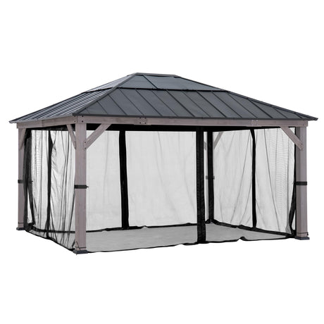 SUNJOY Mosquito Netting for 13 ft. × 15 ft. Wooden Gazebos,Black Sunjoy
