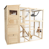 QUYZE Catio Outdoor Cat Enclosure, Large Outdoor Cat House for Mulitiple Cats, 4 Tiers Walk in Catio for Cats Outdoor Patio, 4 Tiers Cat Houses with Weatherproof Roof, Hanging Hammock, Bridge QUYZE