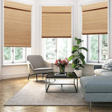SEEYE Cordless Bamboo Roman Shades, Blackout Natural Bamboo Blinds for Indoor Windows, Roll Up Blind Privacy Shade for Home, Office, Door, UV Resistant & Easy to Install, 32" W x 64" H, Carbonized SEEYE