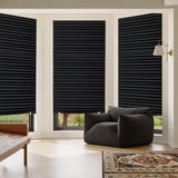 MYshade 6 Pack Temporary Blackout Paper Shades for Windows,Paper Pleated Blinds with Adhesive,No Tools No Drilling Free Cut Size Temporary Room Darkening Shades(Black, 36" W x 72" H) MYshade