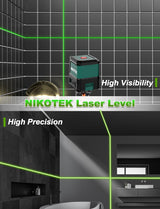 Nikotek Laser Level, Self-leveling Green Line Laser With Horizontal and Vertical Lines for Construction and Picture Hanging, Battery Included Nikotek