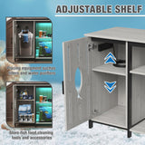 PAPIHO 40-50 Gallon Aquarium Stand,Fish Tank Stand with Cabinet Storage,Power Outlets & LED Light,Heavy Duty Metal Frame Aquarium Stand for Turtle Tank,Reptile Terrarium,800LBS Capacity,Grey PAPIHO