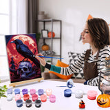 JOOZ Halloween Paint by Numbers Kit for Adults with Frame Skull Paint by Number with Easel Bird Adult Paint by Number Kits DIY Moon Digital Oil Painting Kits for Ideal Gift Home Wall Decor 8x12 Inch JOOZ