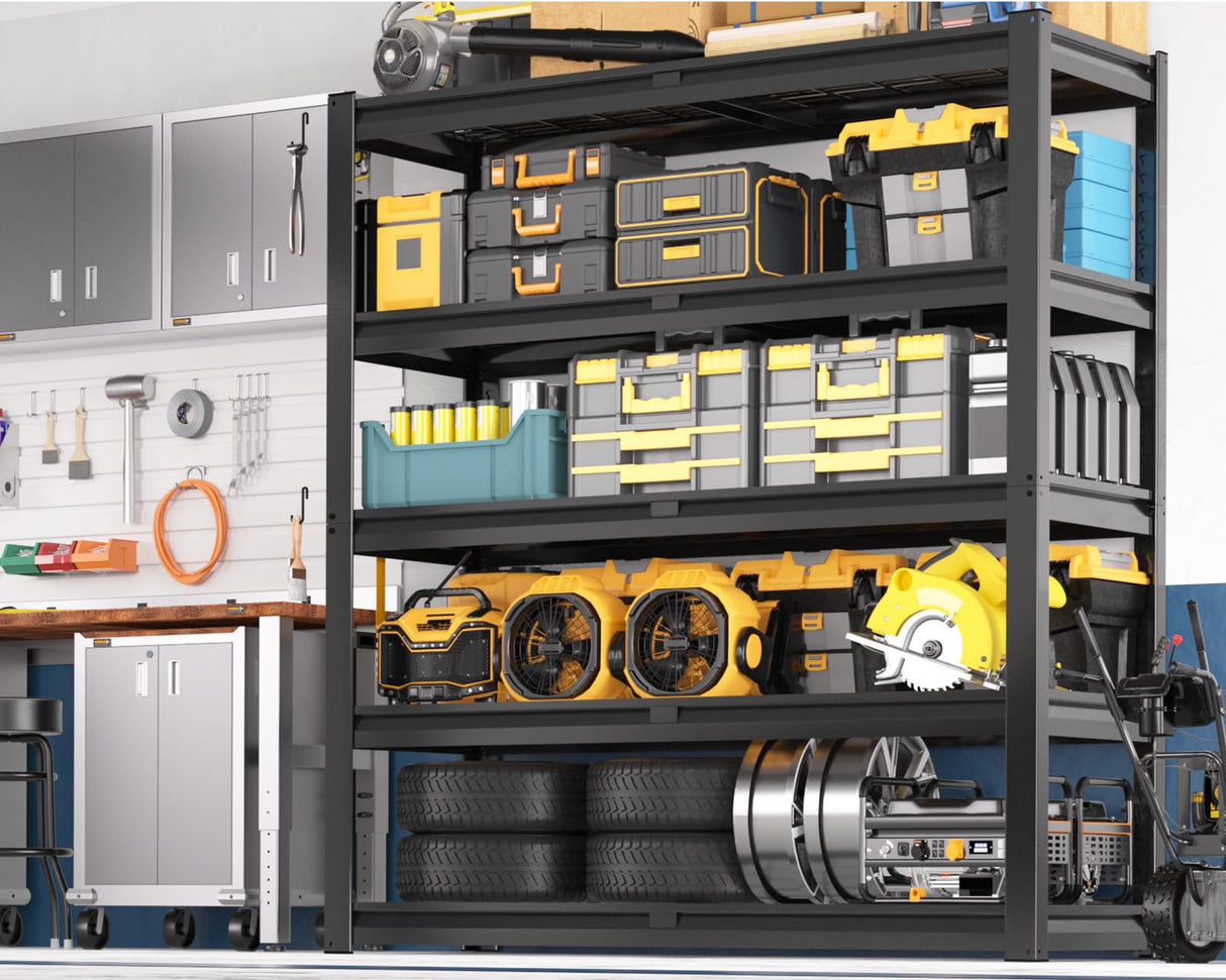 PrimeZone 72" H X 48" W X 18" D Heavy Duty Garage Shelving 5 Tier 2500 LBS Storage Shelves Adjustable Industrial Metal Wire Shelf Unit for Garage,Basement,Pantry,Warehouse,Commercial PrimeZone