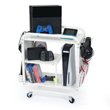 Mythinglogic Gaming Station Organizer, Metal Game Controller Holder, Video Game Console Storage Rack, Game Organizer Storage for PS5/PS4/Xbox/Switch/Game Accessories (White, 23.62" x 12.60" x 25.98") Mythinglogic