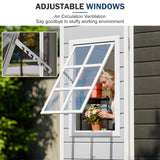 8x6 FT Resin Storage Sheds with Floor and Adjustable Openable Windows, Large Waterproof Garden Sheds with Base, Outside Plastic Sheds with 2 Windows for Backyard Garden Patio Lawn Tools Storage, Gray WELYAS