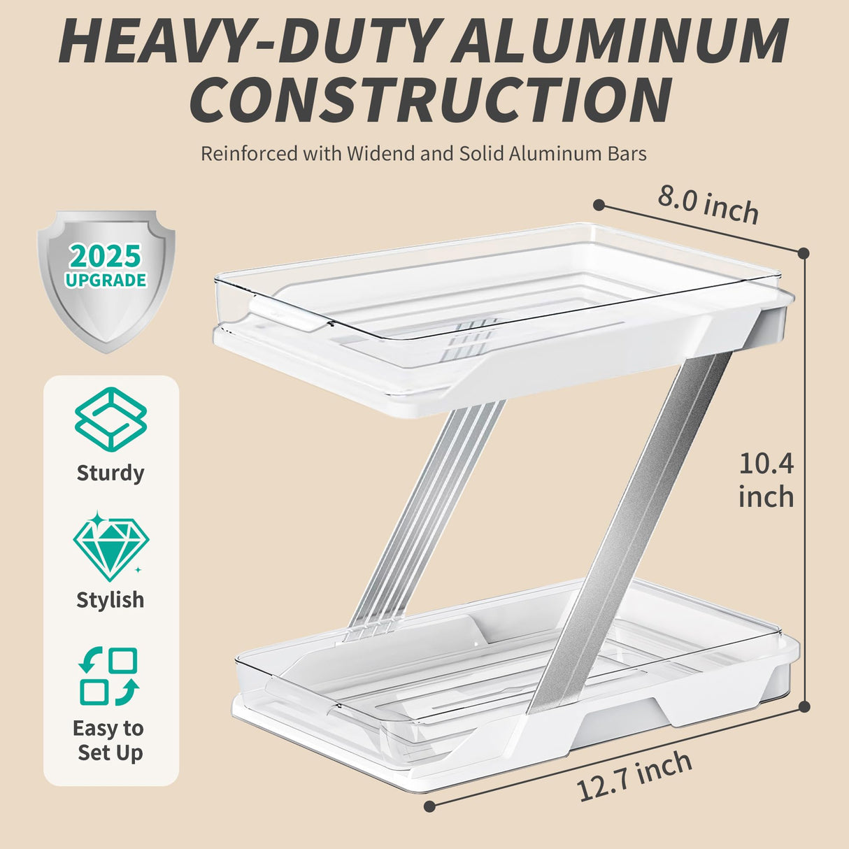 AUGBEAN 3 Pack Bathroom Organizers and Storage - Multi-Purpose,2-Tier Clear Pull Out Organization for Bathroom,Under Sink,Kitchen,Vanity,Countertop,Cabinet,Pantry & Medicine Cabinet,White AUGBEAN