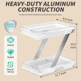 AUGBEAN 3 Pack Bathroom Organizers and Storage - Multi-Purpose,2-Tier Clear Pull Out Organization for Bathroom,Under Sink,Kitchen,Vanity,Countertop,Cabinet,Pantry & Medicine Cabinet,White AUGBEAN