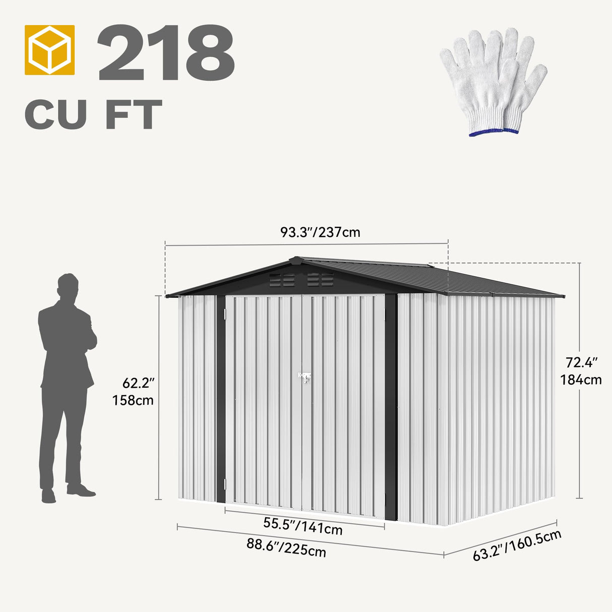 DWVO 8'x6' Large Metal Outdoor Storage Shed, Heavy Duty Tool Storage Sheds for Backyard Patio Lawn - Ideal for Bicycles, Garden Tools, and Lawn Equipment, Easy-to-Assemble, White DWVO