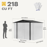 DWVO 8'x6' Large Metal Outdoor Storage Shed, Heavy Duty Tool Storage Sheds for Backyard Patio Lawn - Ideal for Bicycles, Garden Tools, and Lawn Equipment, Easy-to-Assemble, White DWVO