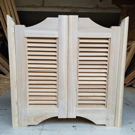 Swinging Cafe Doors,Unfinished Solid Wood Saloon Door Louvered Privacy Screen Partition for Pub Porch Garden,Auto Close Stainless Steel Hinges,Custom Size (W 43in x H 39in) NIANXINN