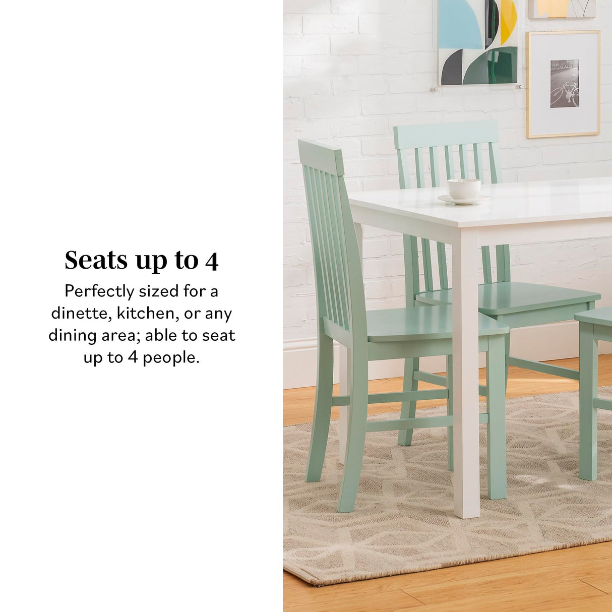 Walker Edison 4 Person Modern Farmhouse Wood Small Dining Table Dining Room Kitchen Table Set 4 Chairs Set, 48 Inch, White and Grey Walker Edison