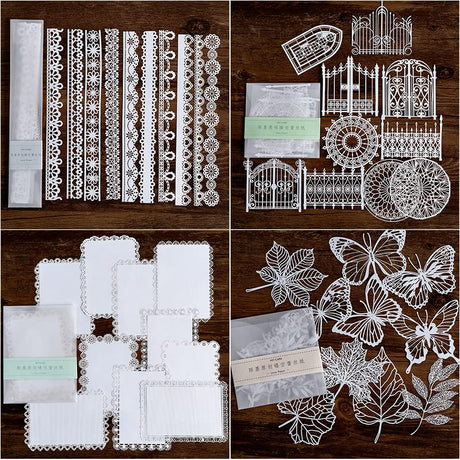 Vintage Scrapbook Paper Lace for Scrapbooking Supplies Kit,Diuhofart 40 Pcs Decorative Paper Cutouts for Junk Journaling,DIY Craft Album Planner Embellishments,Card Making Diuhofart